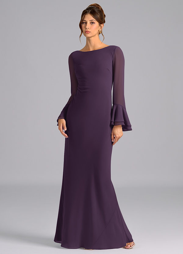 Azazie Leone Bridesmaid Dresses Plum Mermaid Corset Chiffon Dress image1