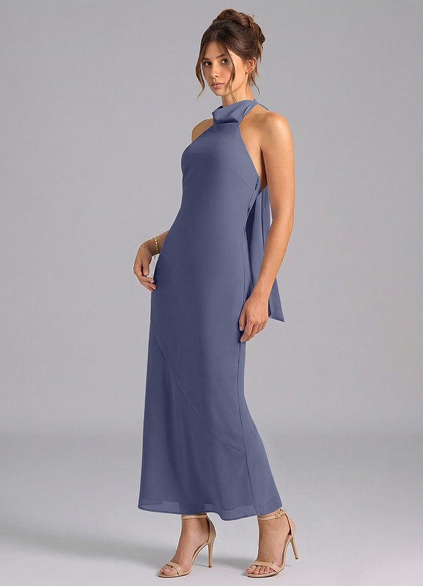 Azazie Velli Bridesmaid Dresses Stormy Mermaid High Neck Chiffon Dress image1