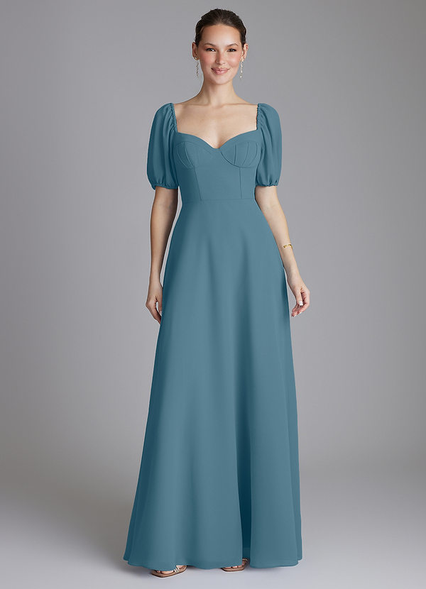 Azazie Fatima Bridesmaid Dresses Bermuda A-Line with Pockets Chiffon Dress image1