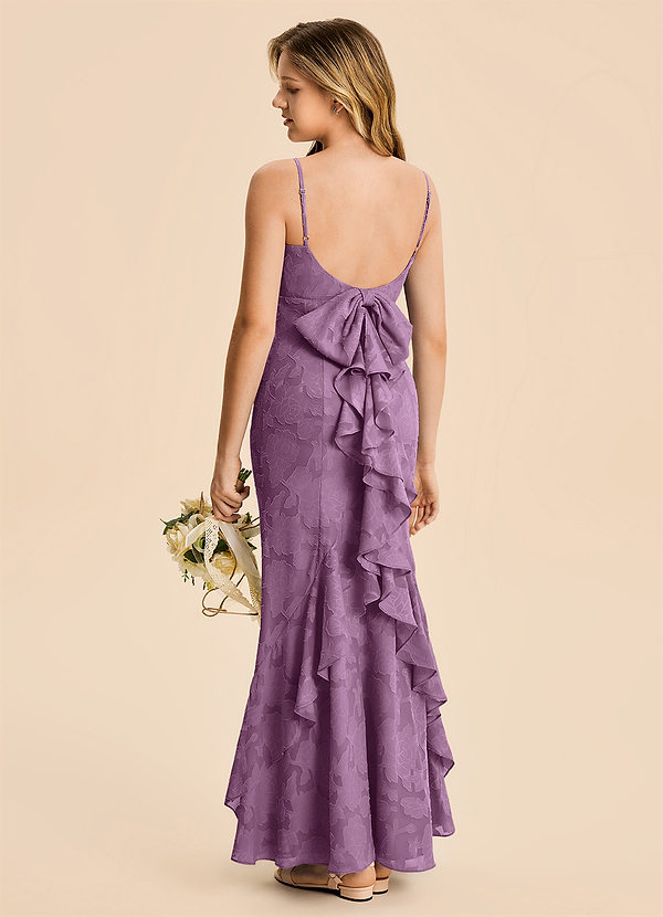 Azazie Lioren Junior Meerjungfrau-Linie Gestreift Blumen-Burnout Kleid Blauregen image1