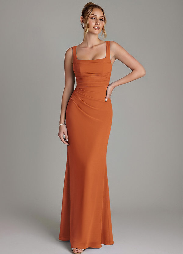Azazie Agustina Bridesmaid Dresses Cinnamon Mermaid Corset Chiffon Dress image1