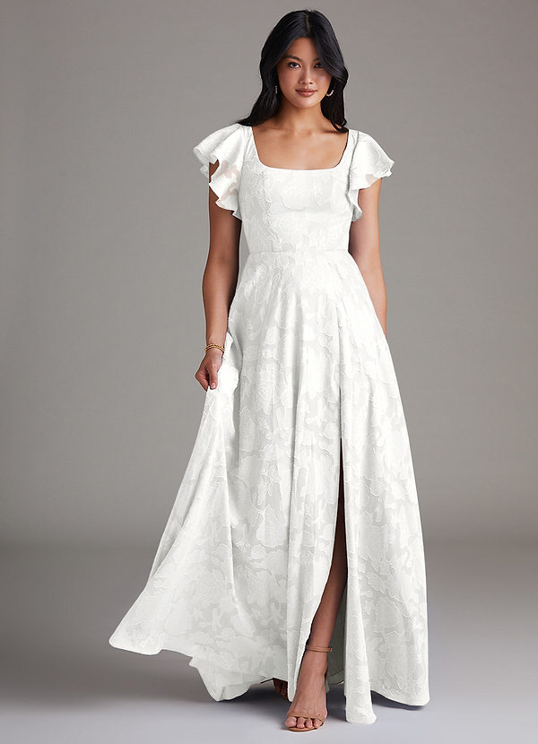 Azazie Bondi Šaty pro družičky A-Line Boční štěrbina Květinové vyhoření Délka podlahy Šaty image1