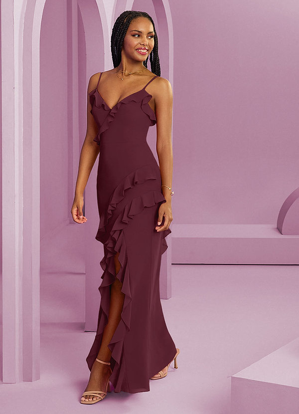 Barbie ♥ Azazie Abiti da Damigella Abito Tubino in Chiffon Cabernet image1