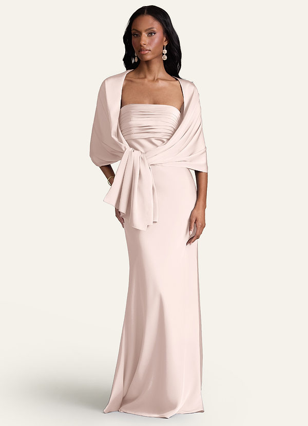 front Azazie Chal De Satén Elástico Aleena En Colores A Juego