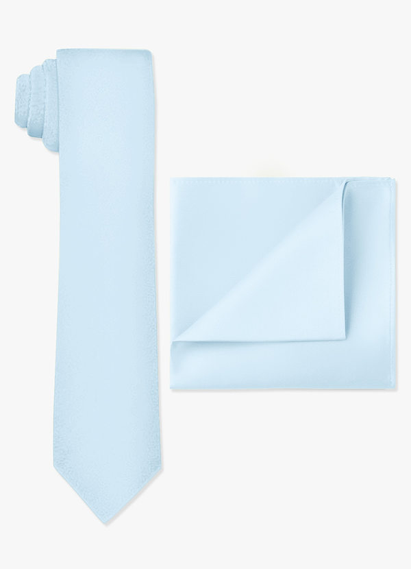 front Conjunto de corbata fina y pañuelo de bolsillo de satén mate