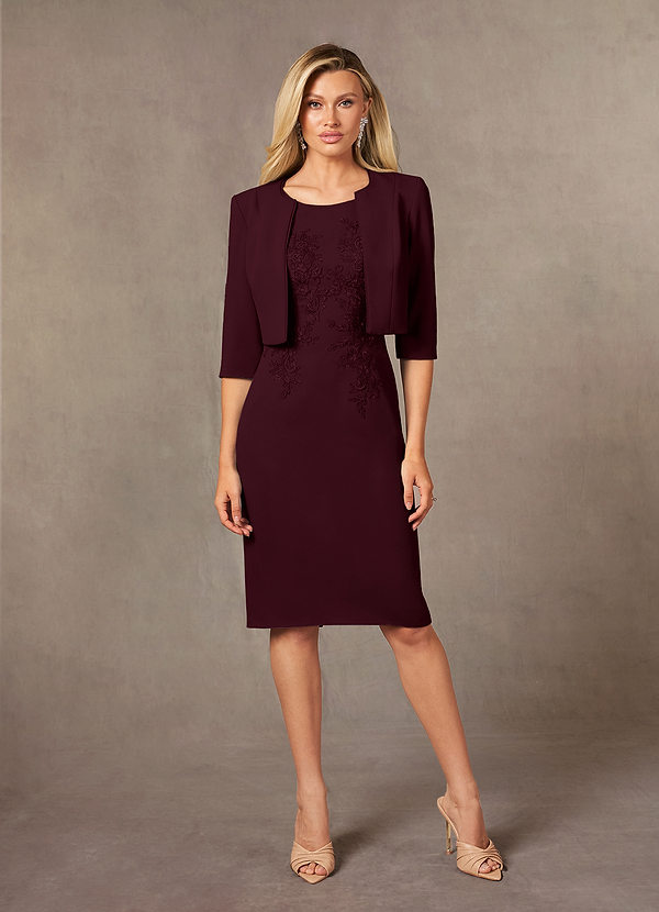 Azazie Ryne Mother of the Brides Dresses Cabernet Sheath Lace Dress image1