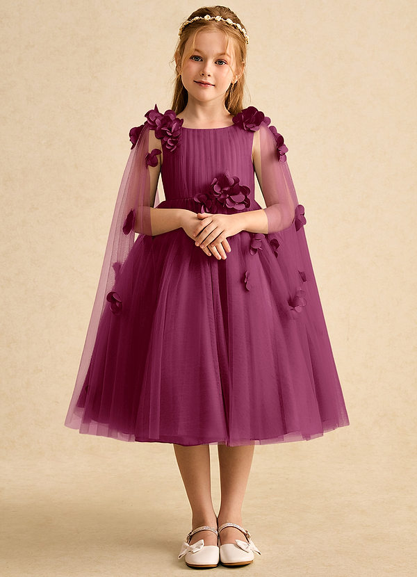 Azazie Staria Flower Girl Dresses Mulberry Ball-Gown Ruched Tulle Dress image1