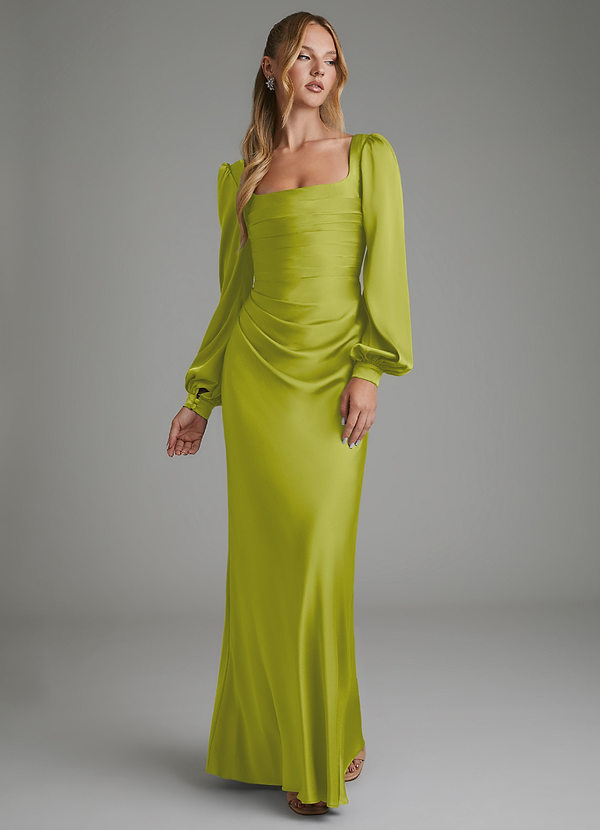 Azazie Brianna Bridesmaid Dresses Lemongrass Mermaid Corset Stretch Satin Dress image1