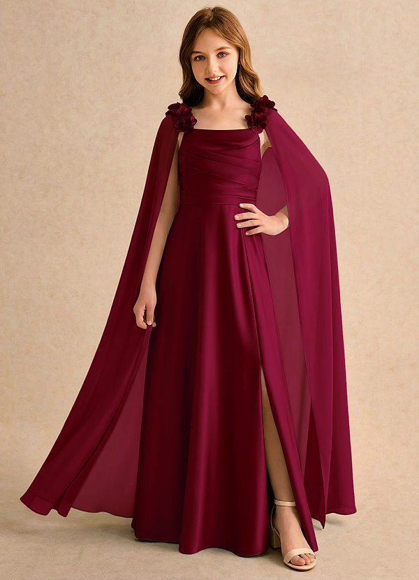 Azazie Rosita Girls Formal Klänningar för brudeflicka Klä A-Line i Stretch Satin Plisserad image1