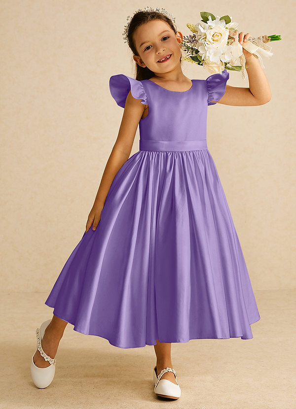 Azazie Violeta Bloemenmeisjes Jurken Baljurk Jurk van Mat Satijn Boog Tahiti image1