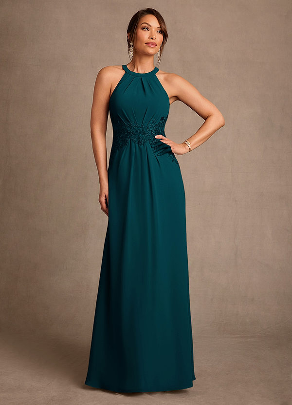 Azazie Georgie Mother of the Brides Dresses Pine A-Line Lace Chiffon Dress image1