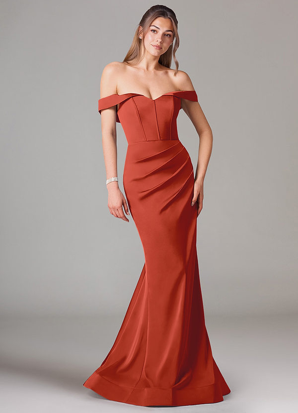 Azazie Everly Vestidos Dama de Honor Vestido de Óxido de Satén Elástico de Corte Sirena Convertible con Vestidos sin tirantes image1