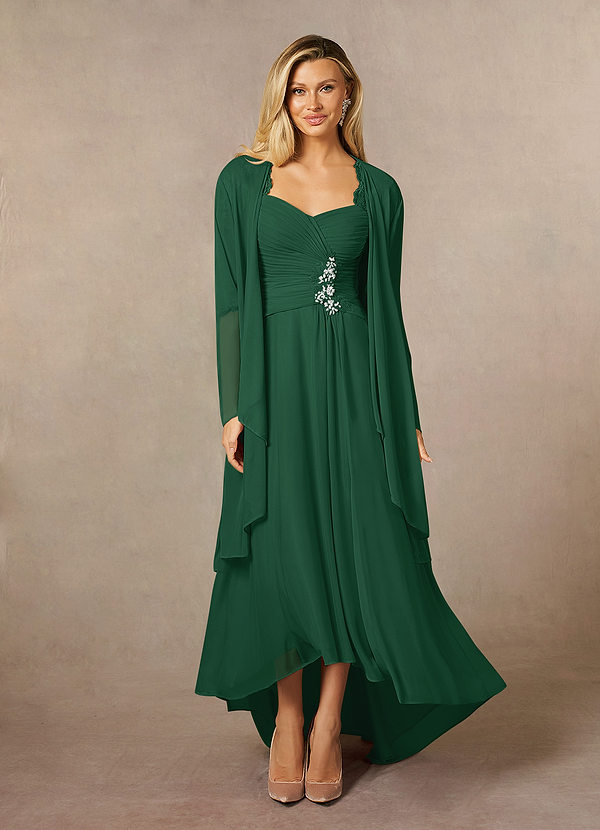 Azazie Anne Brautmutterkleider Etui Herzchen Pailletten Spitze Kleid Dunkelgrün image1