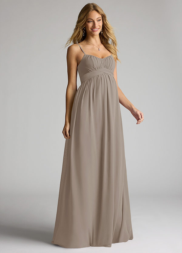 Azazie Llana Maternity Bridesmaid Dresses A-Line Chiffon Floor-Length Dress image1