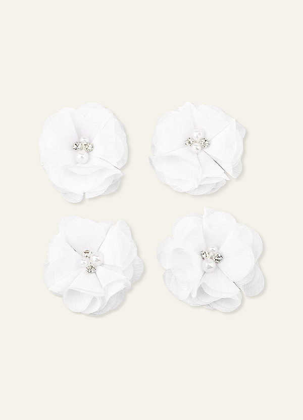 front Four-Piece White Hair Clip Set