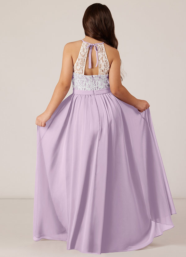 Azazie Fahari Junior Frosted Lilac A-Line Lace Chiffon Dress image1