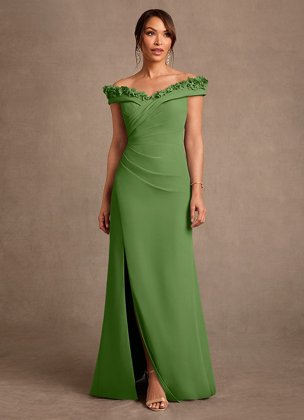 Azazie Jettie Mother of the Brides Dresses Basil Sheath Pleated Chiffon Dress image1