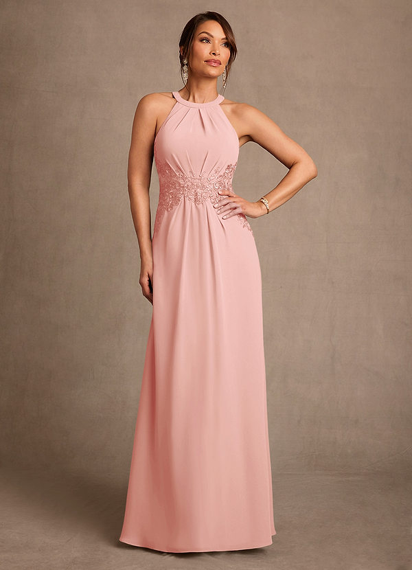 Azazie Georgie Mother of the Bride Dresses Vestido Roseta de Chiffon de Linha A com Renda image1