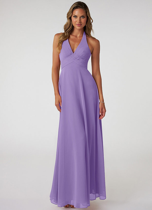 Azazie Tessie Bridesmaid Dresses Tahiti A-Line V-Neck Pleated Chiffon Dress image1