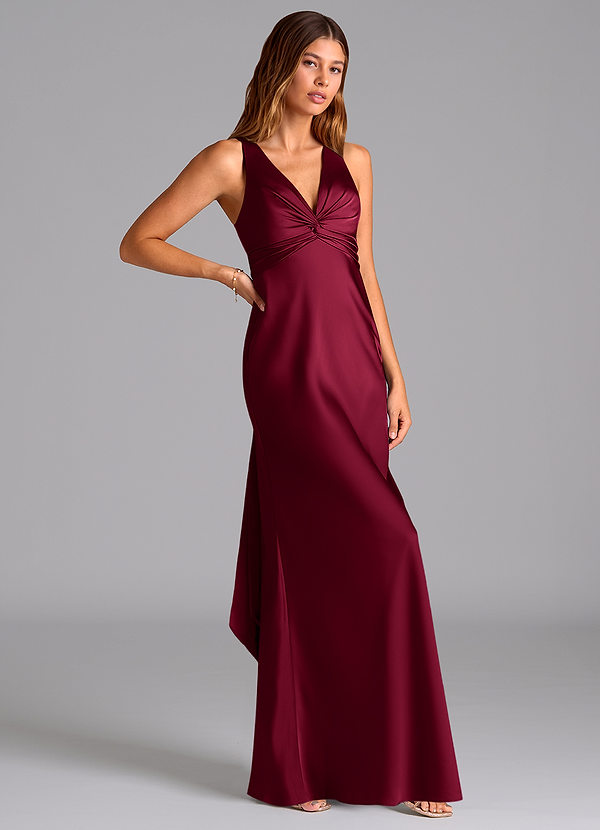 Azazie Hati Brudtärneklänningar Klä av Sjöjungfru i Stretch Satin Bourgogne image1