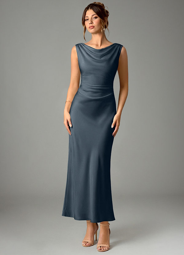 Azazie Kieryn Bridesmaid Dresses Twilight Mermaid Pleated Stretch Satin Dress image1