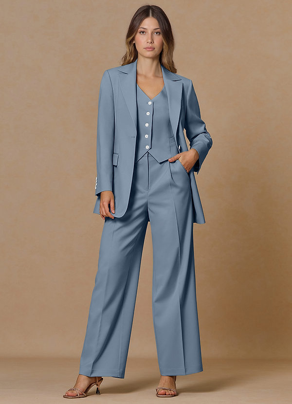 front Rowan Dusty Blue Refined Weave Performance 3-Piece Suit