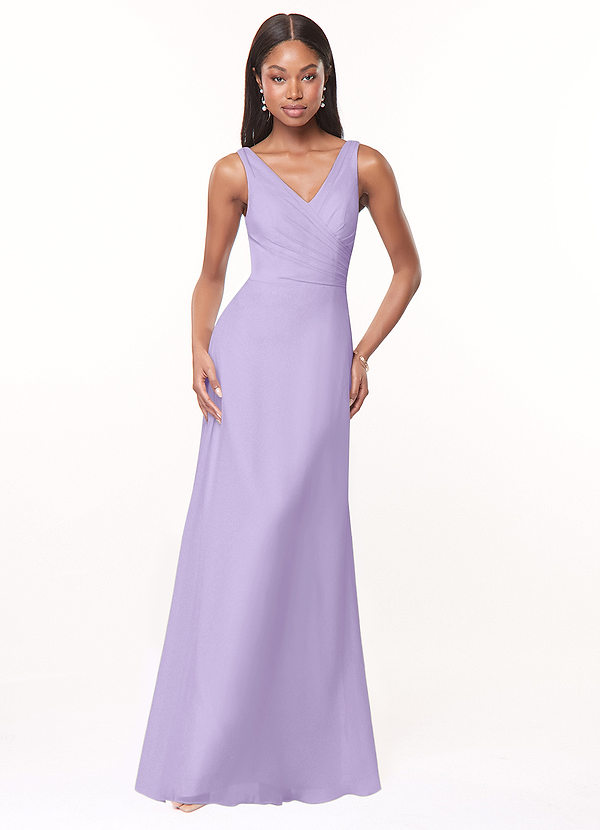 Azazie Nala Bridesmaid Dresses Lilac A-Line Pleated Chiffon Dress image1
