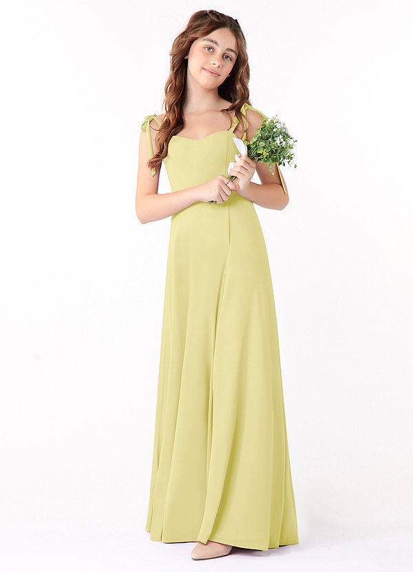 Azazie Rosey Junior Vestido de Sorbete De Limón de Gasa de Corte En A con Escote de Corazón image1