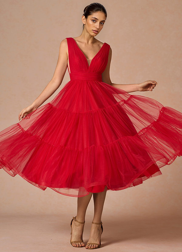 Robe Mi-Longue Rouge Cerise Godelieve image1