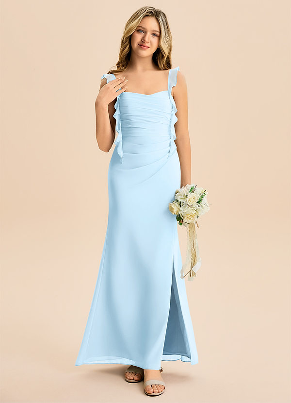 Azazie Jessamine Junior Sky Blue Mermaid Sweetheart Neckline Chiffon Dress image1