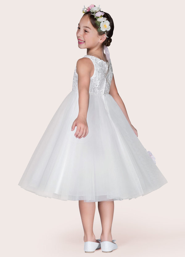 Azazie Udara Flower Girl Dresses Ball-Gown Lace Tulle Tea-Length Dress image2