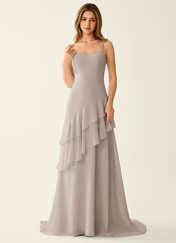 Fiorella Vanilla Chiffon Ruffled A-line Prom Dress image1