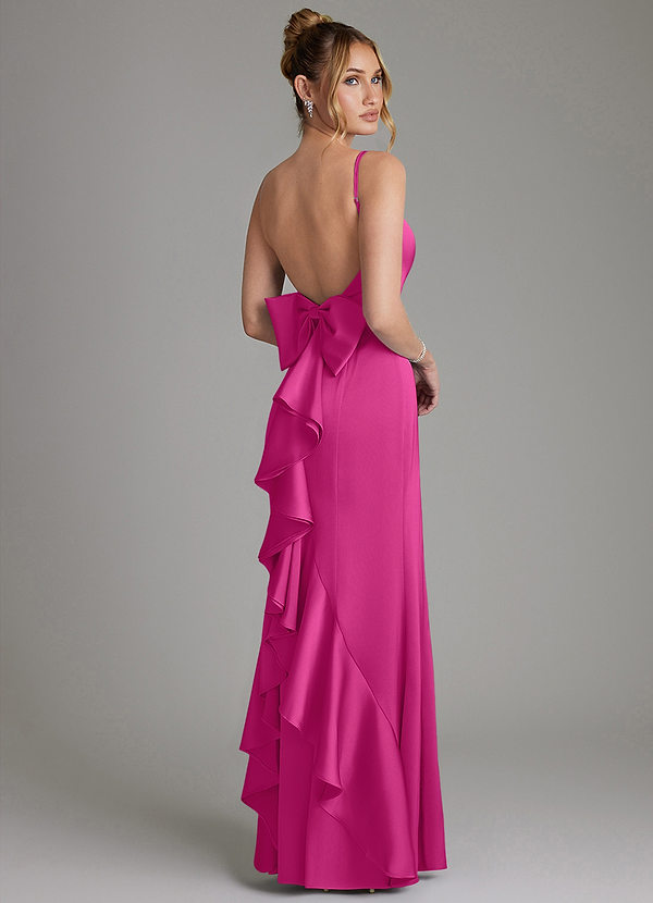 Azazie Zherra Bridesmaid Dresses Fuchsia Mermaid Bow Stretch Satin Dress image1