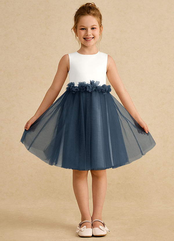 Azazie Louisa Flower Girl Dresses Ivory Neptune A-Line Sleeveless Tulle Dress image1