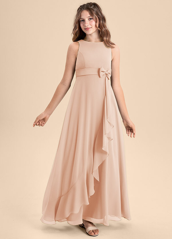Azazie Lilenne Junior English Rose A-Line Bow Chiffon Dress image1