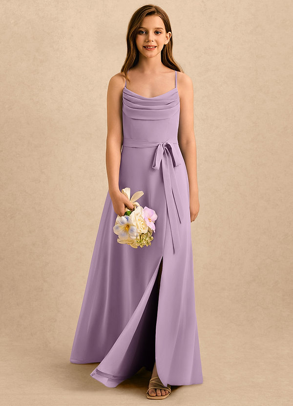 Azazie Jasslyn Girls Formal Sukienki dla dziewczynek sypiących kwiaty Linia A Pofałdowany Szyfon Długość podłogi Sukienka image1