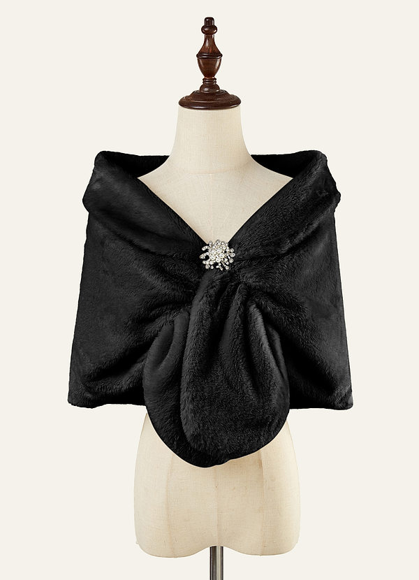 front Brooch Faux Fur Cape
