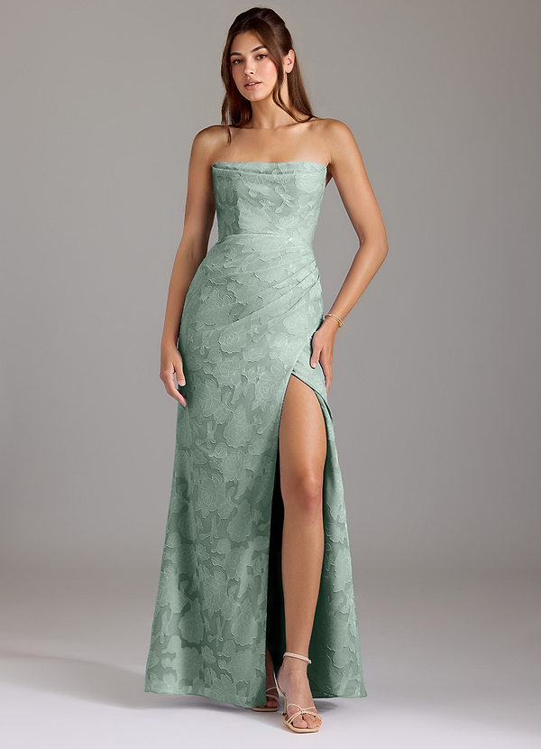 Azazie Leonis Vestidos de dama de honor Vestido Agave de Devorado Floral de Corte Recto Convertible con Palabra de honor image1