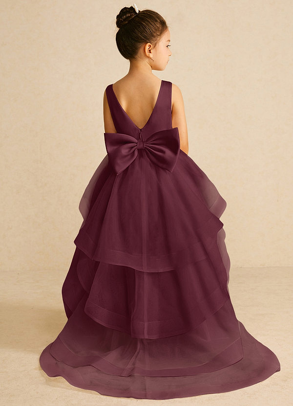 Azazie Pumpkin Robes de Fillette d'Honneur Robe Trapèze en Tulle Convertible Cabernet image1