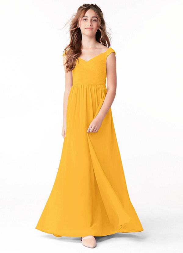 Flutter Sleeve Junior Bridesmaid Dresses Marigold