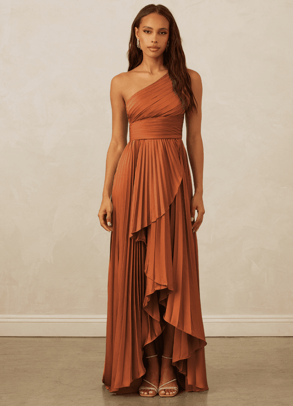 Christian Siriano Bridal for Azazie 1008 Bridesmaid Dresses Pleated One Shoulder Stretch Satin A-line Dress image1
