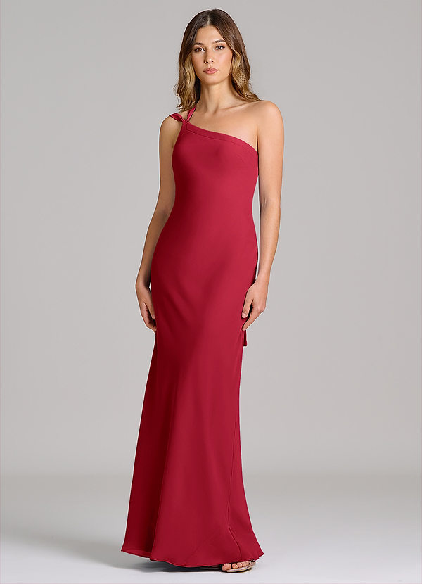 Azazie Monroe Suknie dla druhen Osłona Jedno ramię Szyfon Do ziemi Sukienka image1