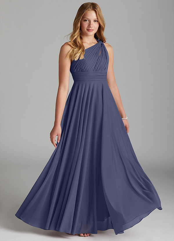 Azazie Charlize Junior Stormy A-Line Mesh Dress image1