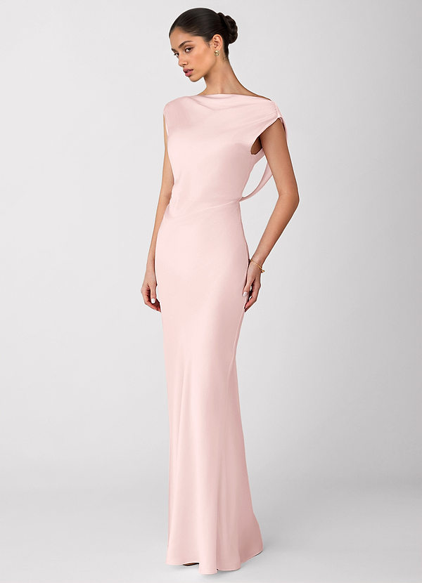 Liora Blushing Pink Luminous Satin Maxi Dress image1