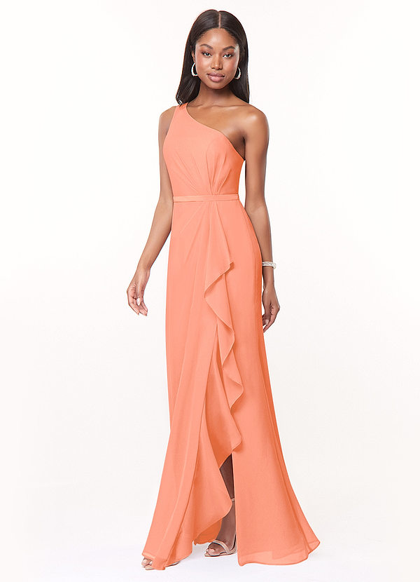 Azazie Liza Bridesmaid Dresses Sunset Mermaid One Shoulder Chiffon Dress image1
