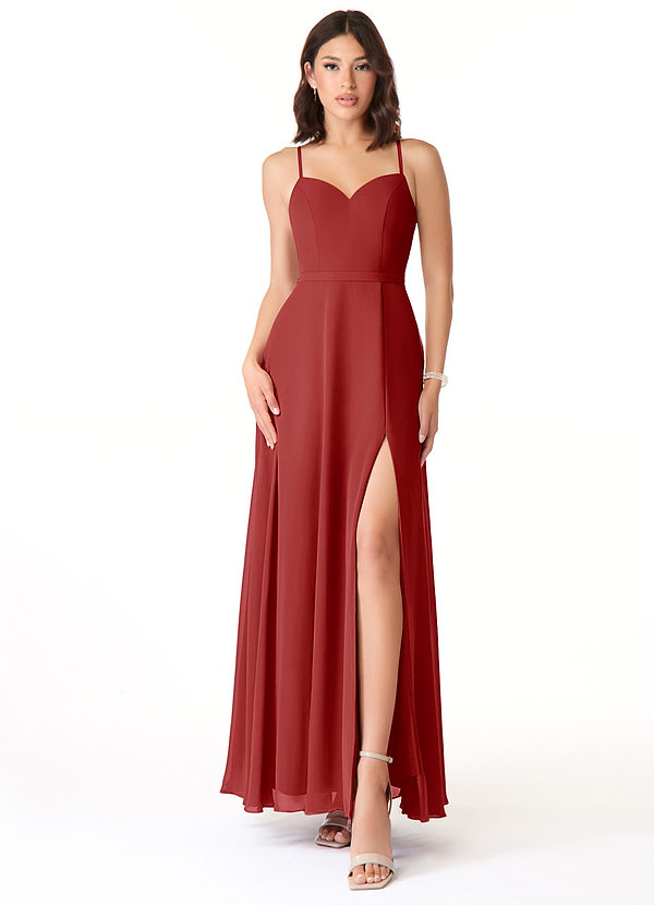 Azazie Mandy Bridesmaid Dresses A-Line Sweetheart Neckline Chiffon Floor-Length Dress image1