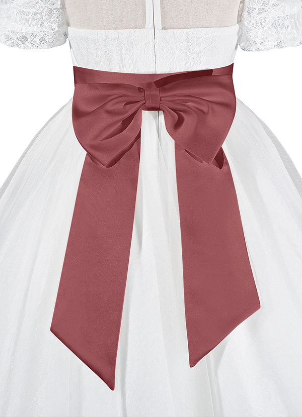 front Matching Color Matte Satin Sash with Back Bow