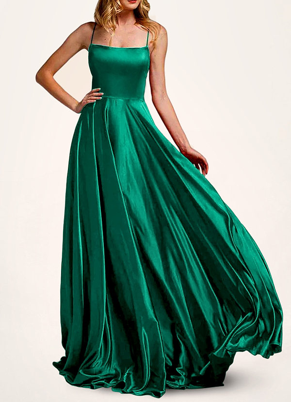 front Dreamy Admiration Dark Emerald Lace Up Maxi Dress