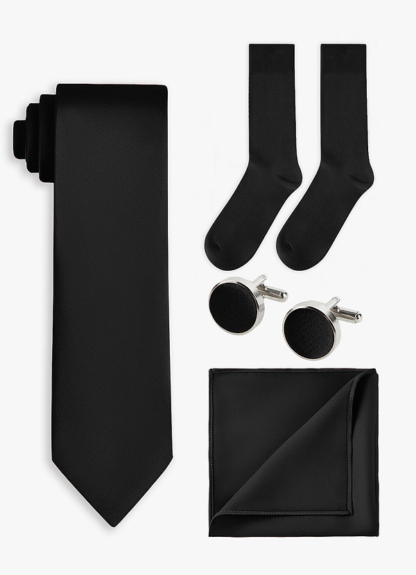 front Ensemble de 4 cravates larges en satin extensible de couleur assortie