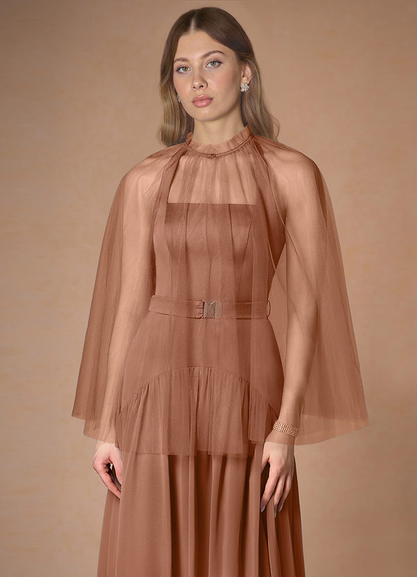 front Mantella in tulle plissettato in tinta